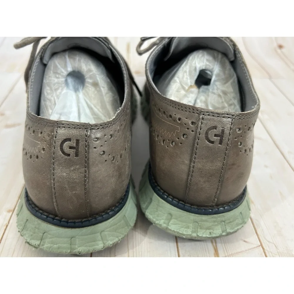 Cole Haan ZeroGrand Shoes Mens‎ 9.5M Toupe Leather Wingtip Brogue Oxford Sneaker